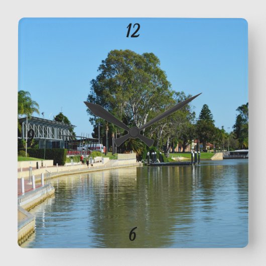 Fluss Murray, Renmark Foreshore, Wall Clock Quadratische Wanduhr (Vorderseite)