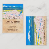 Fluss-Oberfläche der Kirschblüten Yamagata Japan Visitenkarte (Vorne/Hinten)