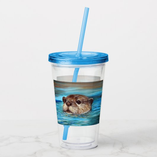 Fluss Otter Painting Acryltrinkbecher (Rückseite)