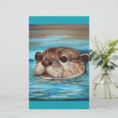 Fluss Otter Painting Briefpapier (Stehend Vorderseite)