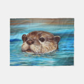 Fluss Otter Painting Fleecedecke (Vorderseite (Horizontal))