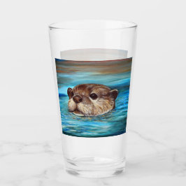 Fluss Otter Painting Glas