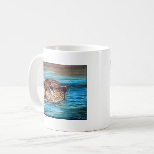 Fluss Otter Painting Kaffeetasse (Vorderseite Links)