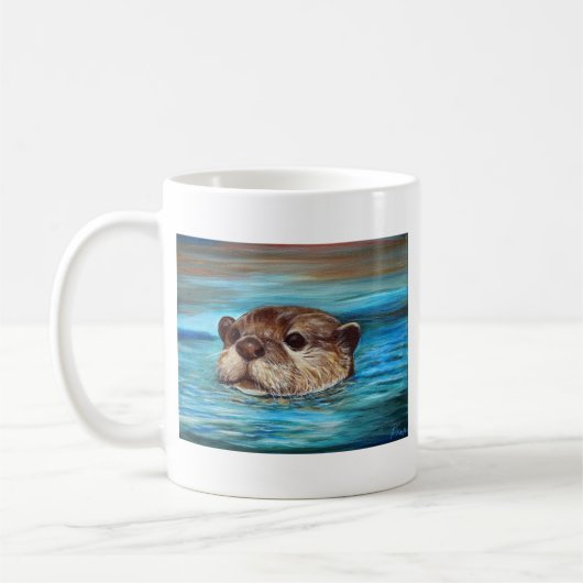 Fluss Otter Painting Kaffeetasse (Links)