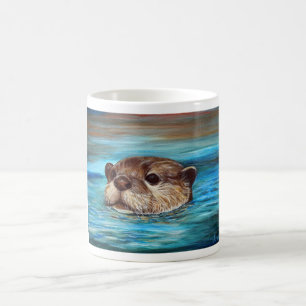 Fluss Otter Painting Kaffeetasse