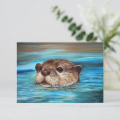 Fluss Otter Painting Karte (Stehend Vorderseite)