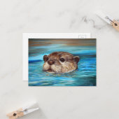 Fluss Otter Painting Karte (Vorderseite/Rückseite Beispiel)