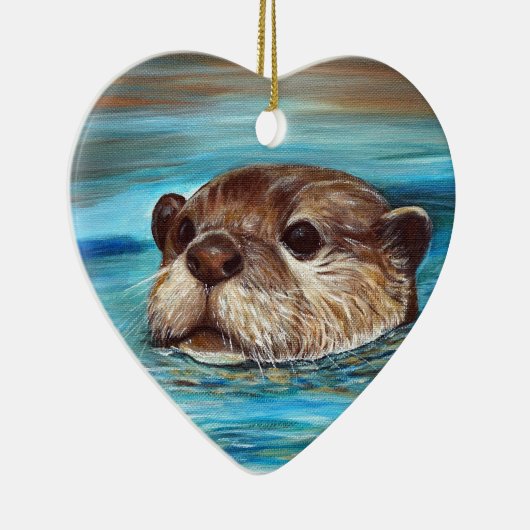 Fluss Otter Painting Keramik Ornament (Rechts)
