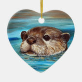 Fluss Otter Painting Keramik Ornament (Vorne)