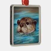 Fluss Otter Painting Ornament Aus Metall (Rechts)