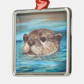 Fluss Otter Painting Ornament Aus Metall (Links)