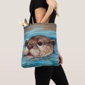 Fluss Otter Painting Tasche (Von Nahem)