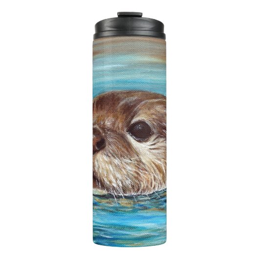 Fluss Otter Painting Thermosbecher (Vorderseite)