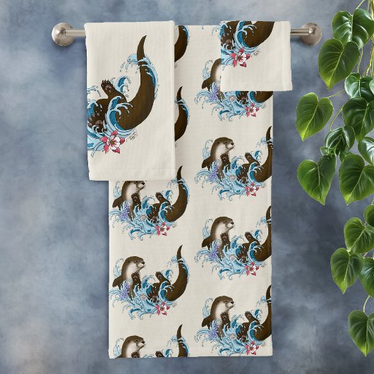 Fluss Otter Water Niedlich Badhandtuch Set