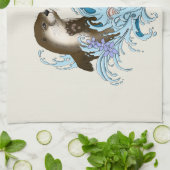Fluss Otter Water Niedlich Geschirrtuch (Gefaltet)