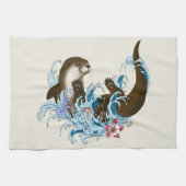 Fluss Otter Water Niedlich Geschirrtuch (Horizontal)