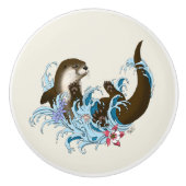 Fluss Otter Water Niedlich Keramikknauf (Vorderseite)