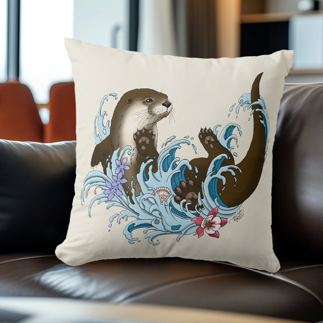 Fluss Otter Water Niedlich Kissen (Von Creator hochgeladen)
