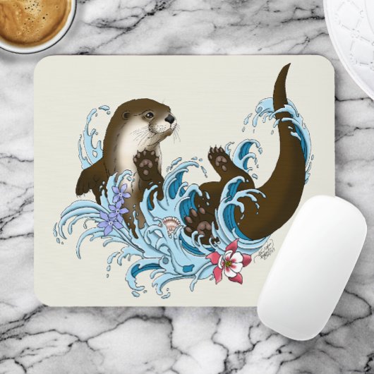 Fluss Otter Water Niedlich Mousepad
