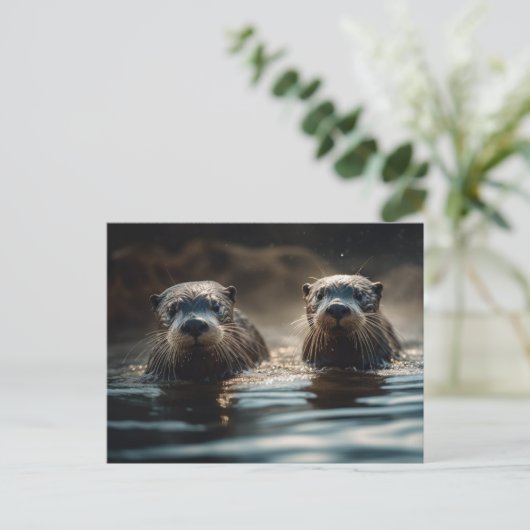 Fluss Otters Postkarte (Stehend Vorderseite)