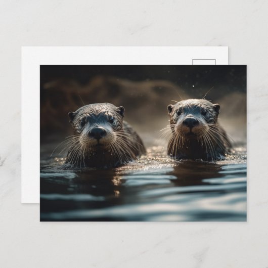 Fluss Otters Postkarte (Vorne/Hinten)