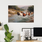 Fluss Run Galloping Pferde Art Poster (Heimbüro)