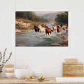 Fluss Run Galloping Pferde Art Poster (Küche)