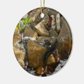 Fluss schaukelt Zement-Blöcke und Keramikornament (Links)