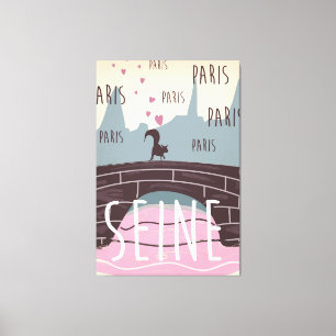 Fluss Seine, Paris, Frankreich Vintage-Reiseposter Leinwanddruck