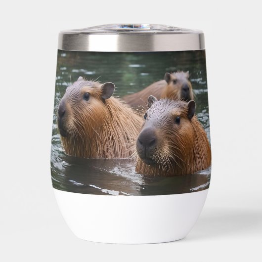 "Fluss Serenity: Capybaras schwimmen im Fluss" (Vorderseite)