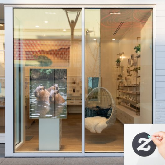 "Fluss Serenity: Capybaras schwimmen im Fluss" Fensteraufkleber (Schaufenster)