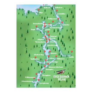 Fluss Shannon Ireland Karte Fotodruck