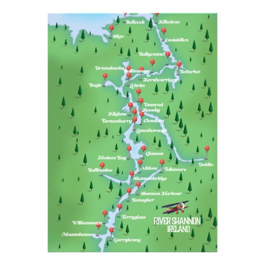 Fluss Shannon Ireland Karte Fotodruck (Vorne)