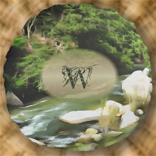 Fluss Süd 0365 Rundes Kissen