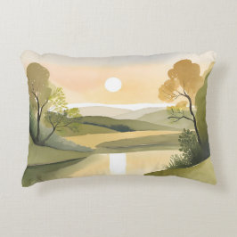 Fluss Sunrise | Aquarellgelb Dekokissen