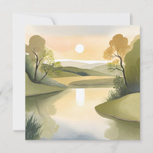 Fluss Sunrise   Aquarellgelb Karte