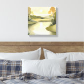 Fluss Sunrise | Aquarellgelb Leinwanddruck (Insitu (Schlafzimmer))