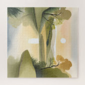 Fluss Sunrise | Aquarellgelb Puzzle (Horizontal)