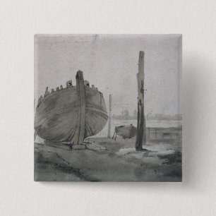Fluss-Szene John Constables   mit Schiff am Button