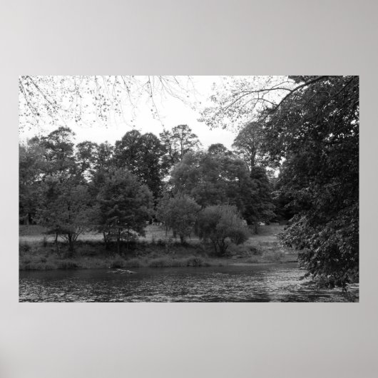 Fluss Taff im Bute Park, Cardiff - BW Poster (Vorne)