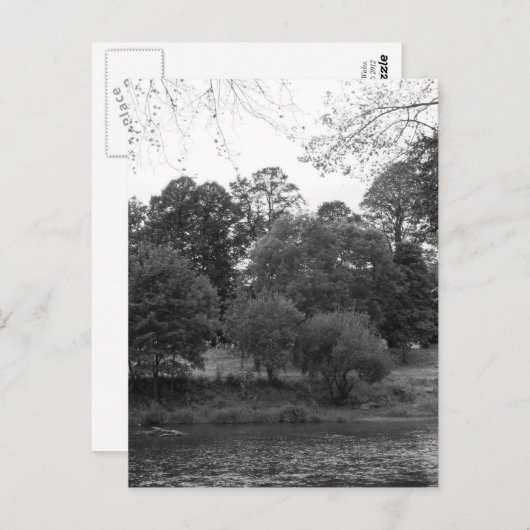 Fluss Taff im Bute Park, Cardiff - BW Postkarte (Vorne/Hinten)