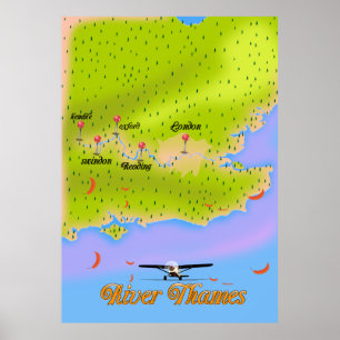 Fluss Thames London England Karte Poster