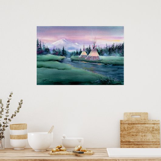 FLUSS TIPI CAMP by SHARON SHARPE Poster (Küche)