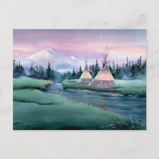 FLUSS TIPI CAMP by SHARON SHARPE Postkarte