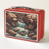 Fluss Titan: Bärenfischer-Kampf Metall Brotdose (Rückseite)