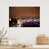 Fluss Tyne bei Nacht Poster (Küche)