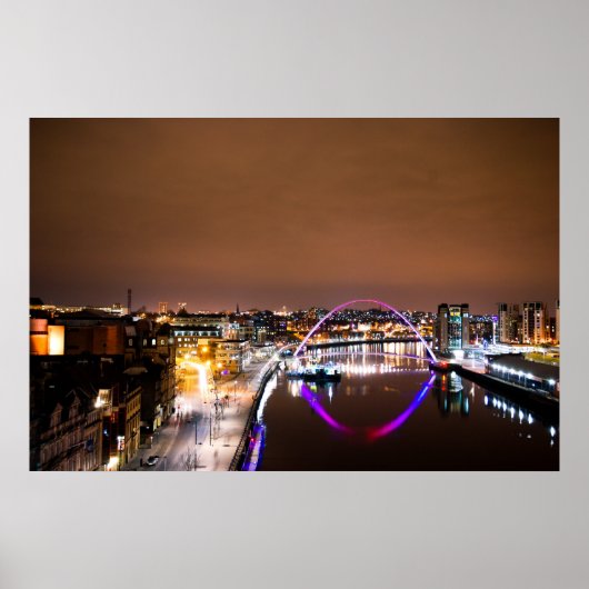 Fluss Tyne bei Nacht Poster (Vorne)
