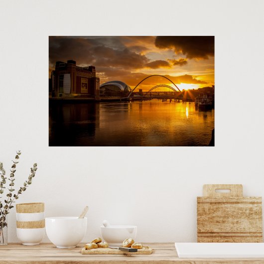 Fluss Tyne bei Sunset Poster (Küche)
