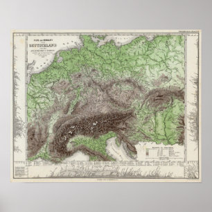 Fluss- und Bergkarte Deutschlands Poster