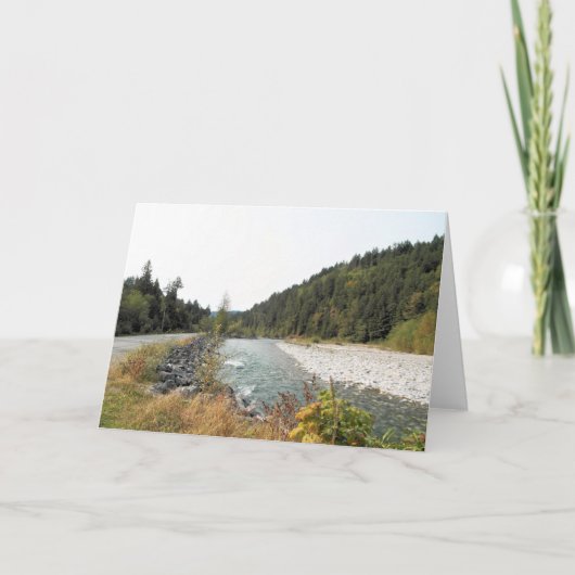 Fluss und Evergreens Dankeskarte (Vorderseite)
